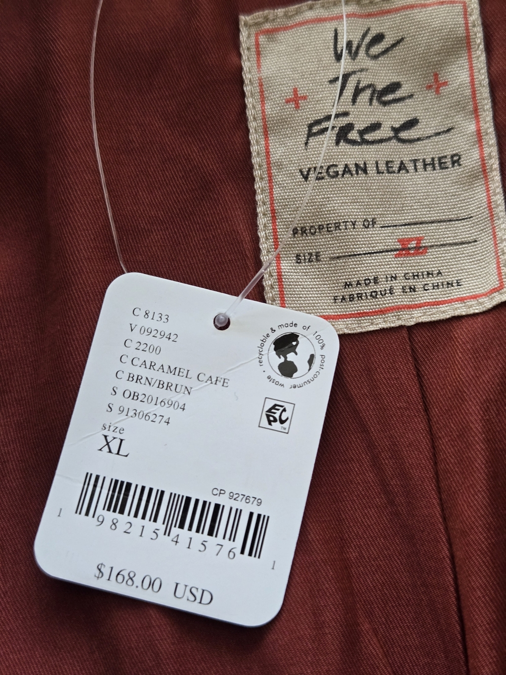 Free People Blair Vegan Suede Moto Trucker Shacket Cargo Utility Jacket Brown L - Picture 11 of 12